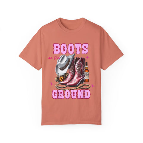 Unisex Garment-Dyed T-shirt - "Boots on the Ground" Country Vibe Tee