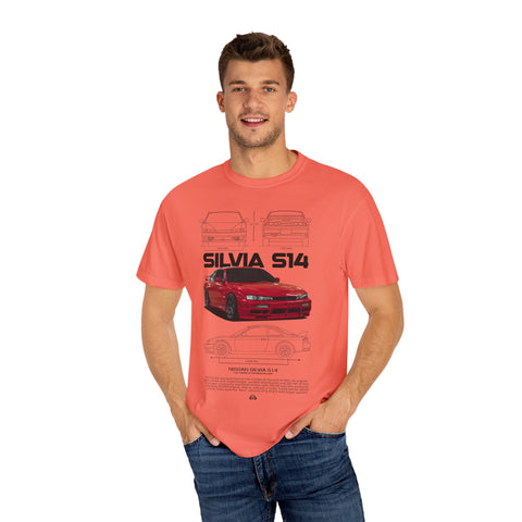 Retro Car Art Unisex Garment-Dyed T-shirt - SILVIA 514 Graphic Tee