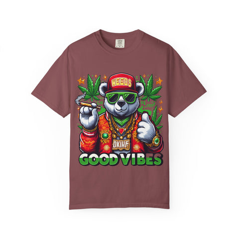 Good Vibes Panda T-Shirt - Unisex Garment-Dyed Tee for Chill Days