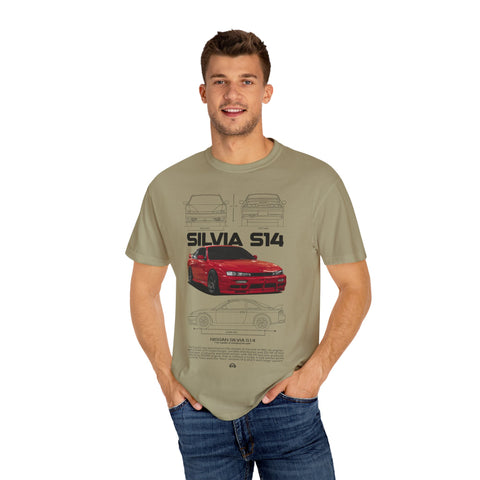 Retro Car Art Unisex Garment-Dyed T-shirt - SILVIA 514 Graphic Tee