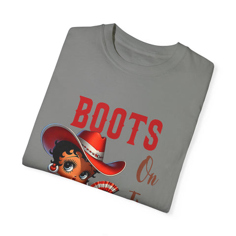 Boots On The Ground Unisex Garment-Dyed T-Shirt - Fun Western Style Tee for Festival Season