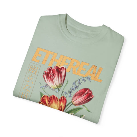 Ethereal Floral Unisex Garment-Dyed T-Shirt