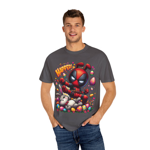 Funny Deadpool Easter T-Shirt - Unisex Garment-Dyed Tee for Comic Fans