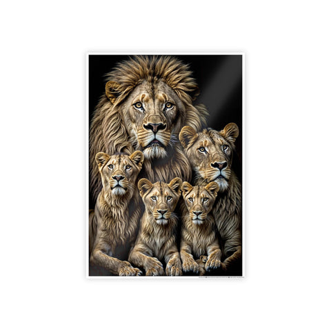 Majestic Lion Family Gloss Poster - Wildlife Wall Art for Home Decor