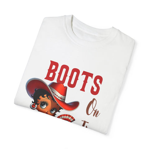 Boots On The Ground Unisex Garment-Dyed T-Shirt - Fun Western Style Tee for Festival Season