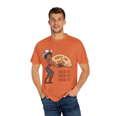 Boots on the Ground Unisex T-Shirt - Rustic Cowboy Vibe, Perfect for Festivals and Casual Outings