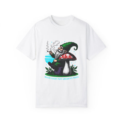 Magic Gnome T-shirt - Where Every Puff Unearths Magic | Unisex Garment-Dyed Tee for Nature Lovers
