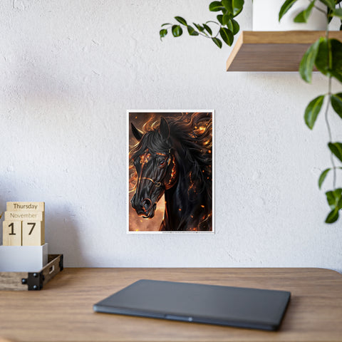 Fiery Horse Gloss Poster - Elegant Wall Art for Equestrian Lovers