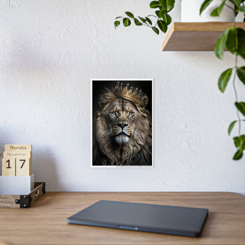 Majestic Lion Wall Art - Crowned Warrior Gloss Poster