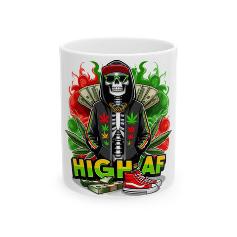 High AF Ceramic Mug - 11oz & 15oz | Unique Cannabis Design for Smokers & Chill Vibes