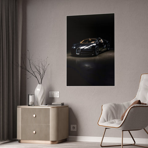 Glossy Car Wall Art Poster - Elegant Black Sports Car Decor
