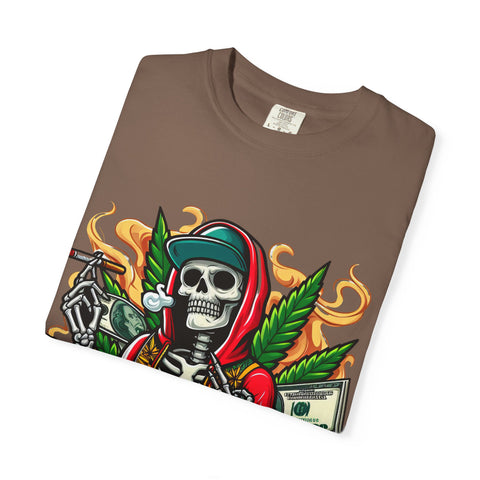 High AF Unisex Garment-Dyed T-Shirt – Bold Skeleton Design for Chill Vibes