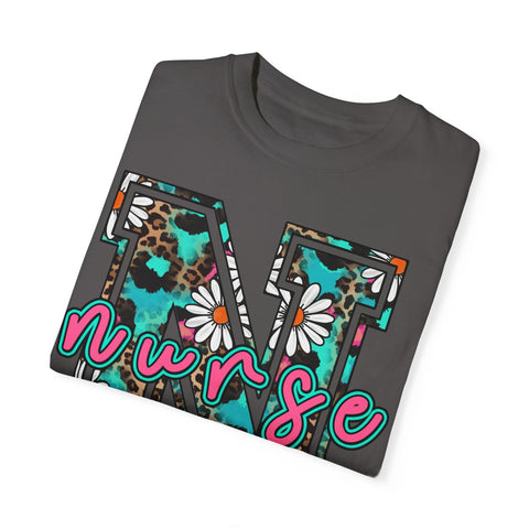 Nurse Floral Monogram T-Shirt - Unisex Garment-Dyed Style