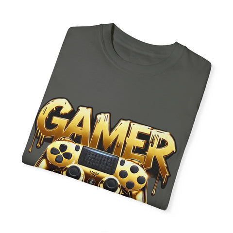 Gamer Gold Drip T-Shirt – Unisex Garment-Dyed Tee for Gaming Enthusiasts