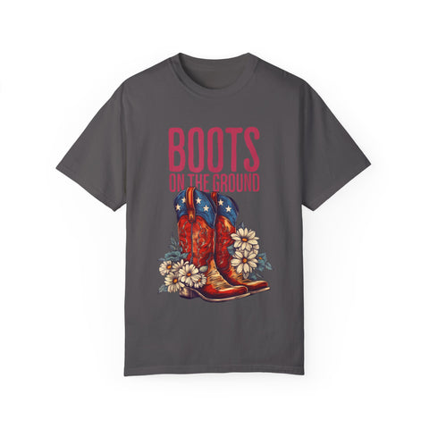 Vintage Western Boots Graphic T-Shirt - "Boots on the Ground"