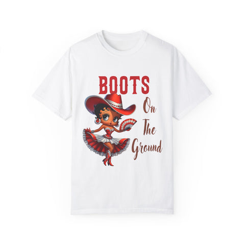 Boots On The Ground Unisex Garment-Dyed T-Shirt - Fun Western Style Tee for Festival Season