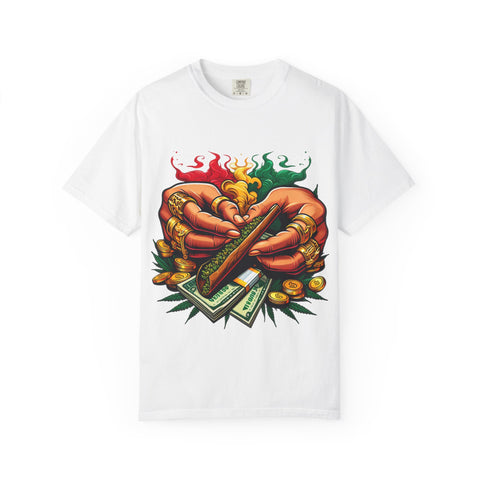 Vibrant Herbal Tees - Unisex Garment-Dyed T-shirt with Hand Rolling Design