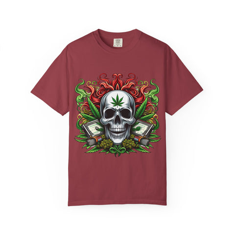Unisex Skull & Cannabis Graphic T-Shirt - Edgy Streetwear Style