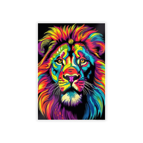 Vibrant Lion Gloss Poster - Colorful Wall Art for Animal Lovers
