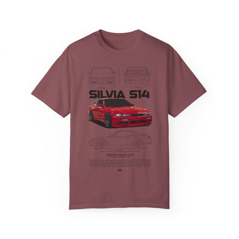 Retro Car Art Unisex Garment-Dyed T-shirt - SILVIA 514 Graphic Tee
