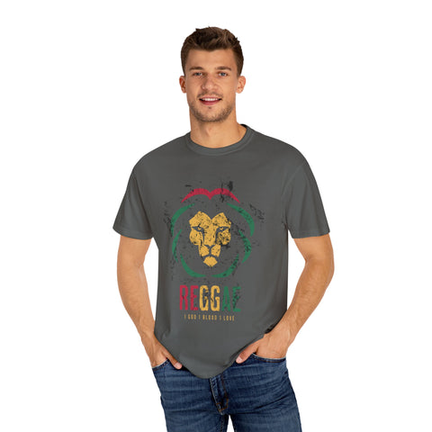 Reggae Lion Unisex Garment-Dyed T-Shirt - I Red I Blood I Love