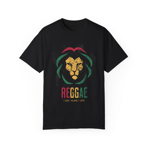 Reggae Lion Unisex Garment-Dyed T-Shirt - I Red I Blood I Love