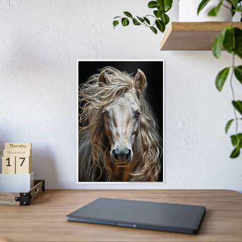 Majestic White Horse Gloss Poster - Inspirational Wall Art for Animal Lovers