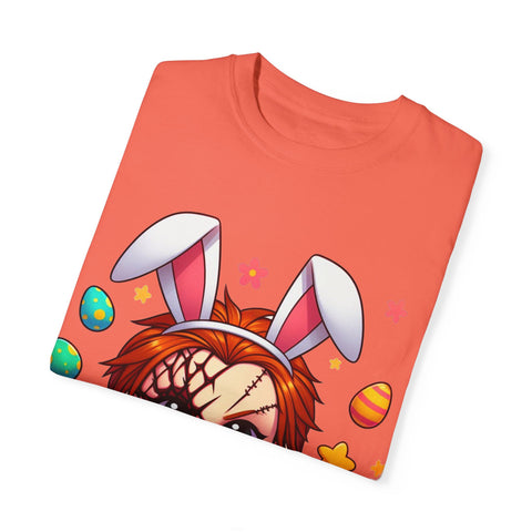 Cute Chucky Easter T-Shirt - Unisex Garment-Dyed Tee for Horror Fans