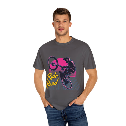 Ride Hard Unisex Garment-Dyed T-Shirt - Perfect for Cyclists & Outdoor Enthusiasts
