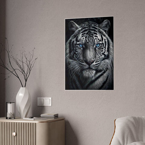 Majestic White Tiger Gloss Poster - Stunning Wall Art for Animal Lovers