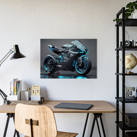 High-Gloss Motorcycle Art Print - Futuristic Wall Decor for Auto Enthusiasts