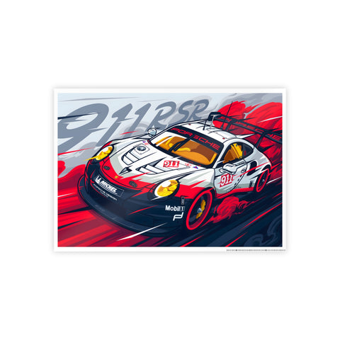 Porsche 911RSR Glossy Art Poster - Racing Wall Decor for Car Enthusiasts
