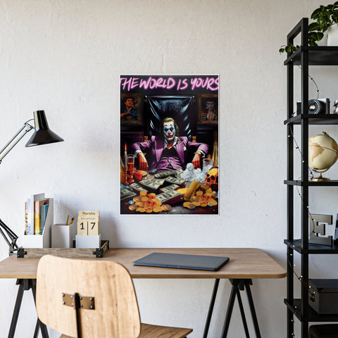 Vibrant Joker Gloss Poster - 'The World Is Yours' Wall Art