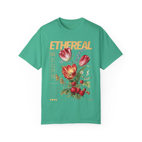 Ethereal Floral Unisex Garment-Dyed T-Shirt