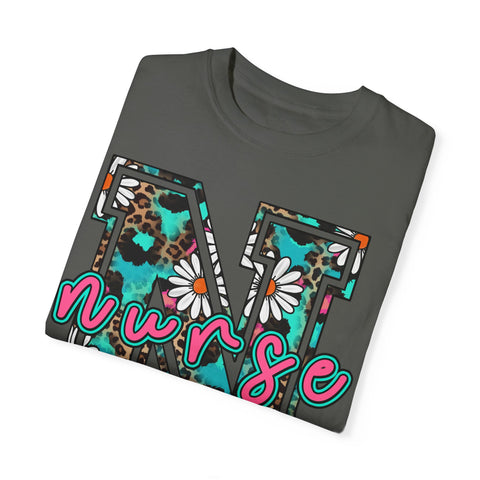 Nurse Floral Monogram T-Shirt - Unisex Garment-Dyed Style