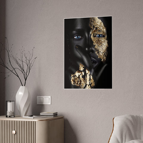 Elegant Gloss Art Poster - Black and Gold Face Design