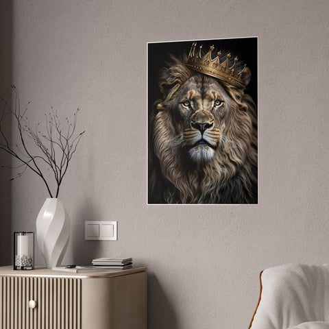 Majestic Lion Wall Art - Crowned Warrior Gloss Poster