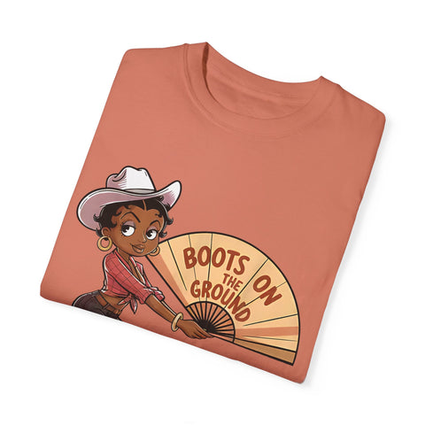 Boots on the Ground Unisex T-Shirt - Rustic Cowboy Vibe, Perfect for Festivals and Casual Outings