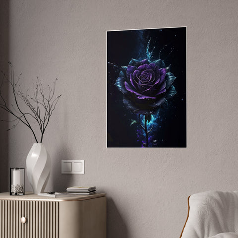 Mystical Rose Gloss Poster - Dark Floral Art for Home Decor