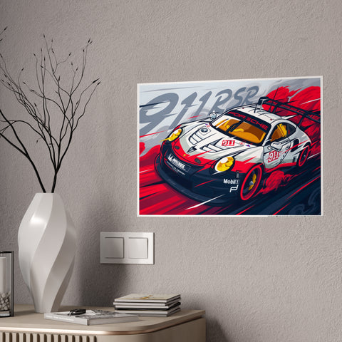 Porsche 911RSR Glossy Art Poster - Racing Wall Decor for Car Enthusiasts