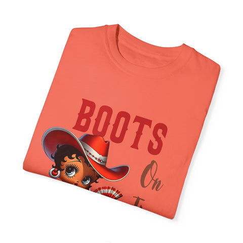 Boots On The Ground Unisex Garment-Dyed T-Shirt - Fun Western Style Tee for Festival Season