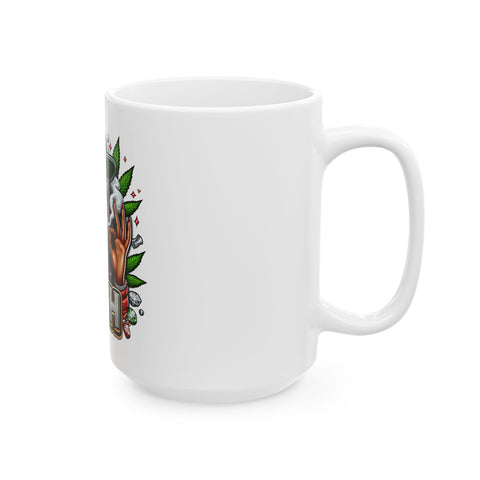 High Vibe Ceramic Mug - Stylish 11oz & 15oz Coffee Cup for Cannabis Enthusiasts