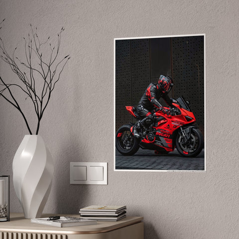 Ducati Motorcycle Gloss Poster - Perfect for Bikers and Racing Enthusiasts