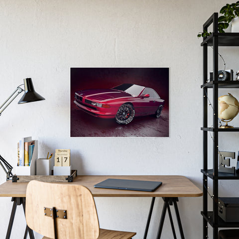 Glossy Car Art Poster - Sleek Red Sports Car Decor for Auto Enthusiasts
