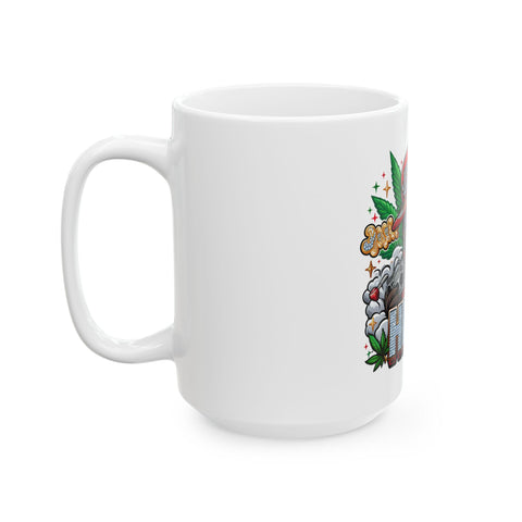 High Vibe Ceramic Mug - Funny Bear Design, Gift for Stoners, Cannabis Lover's Cup, 420 Coffee Mug, Unique Drinkware