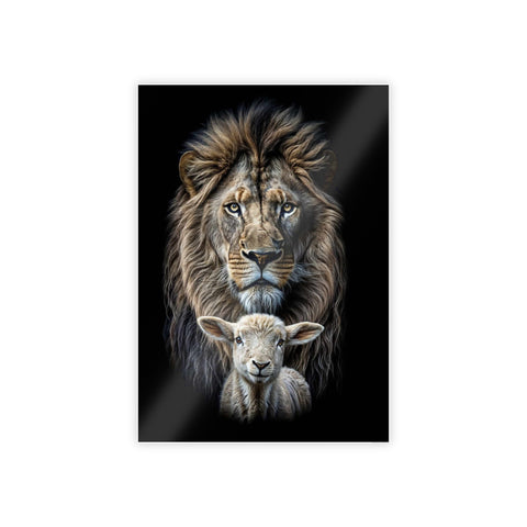 Wildlife Art Print: Lion & Lamb Gloss Poster - Nature Decor for Home