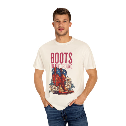 Vintage Western Boots Graphic T-Shirt - "Boots on the Ground"
