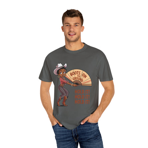 Boots on the Ground Unisex T-Shirt - Rustic Cowboy Vibe, Perfect for Festivals and Casual Outings