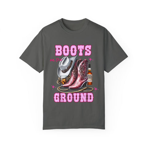 Unisex Garment-Dyed T-shirt - "Boots on the Ground" Country Vibe Tee