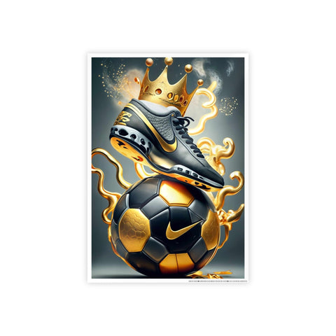 Sporty Crowned Soccer Gloss Poster - Perfect for Sports Fans
